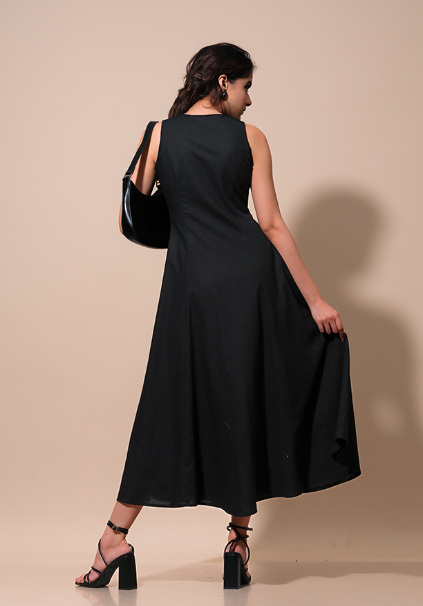 ESMI V NECK BLACK DRESS